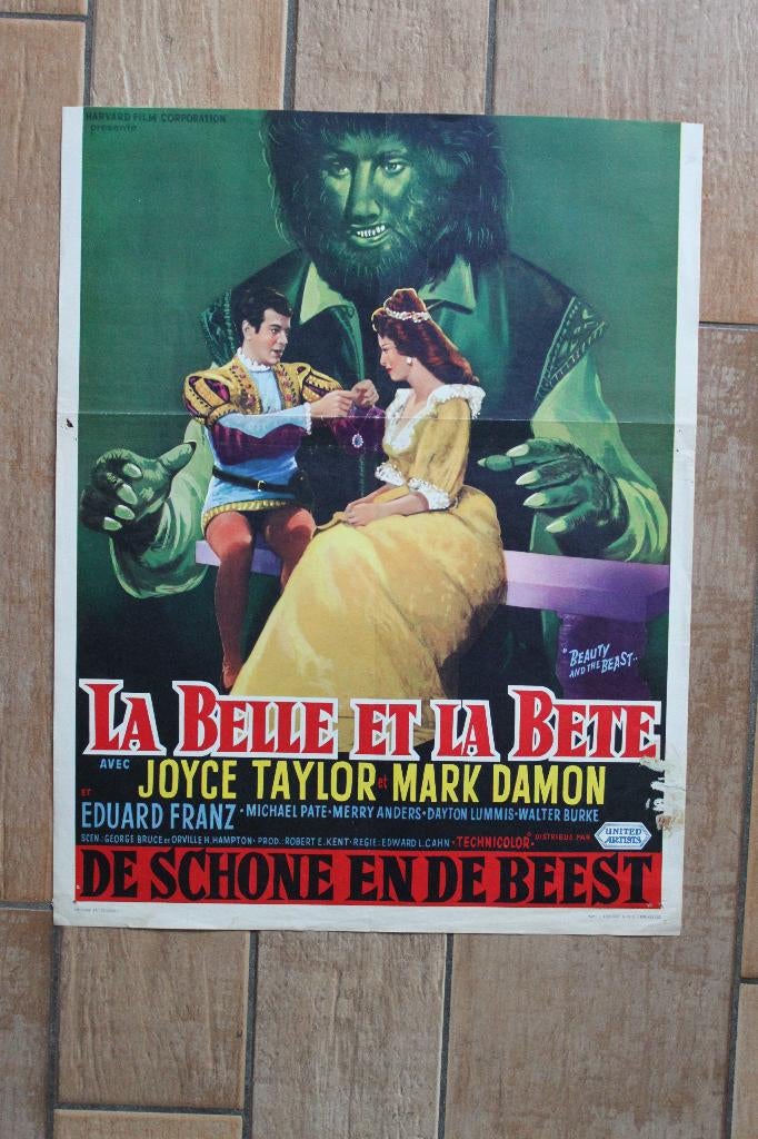 filmaffiche Beauty And The Beast 1962 filmposter, Ophalen of Verzenden, A1 t/m A3, Film en Tv, Rechthoekig Staand