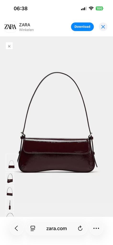 Handtasje Zara, zgan, bordeaux rood, Ophalen of Verzenden, Zo goed als nieuw, Rood, Handtas