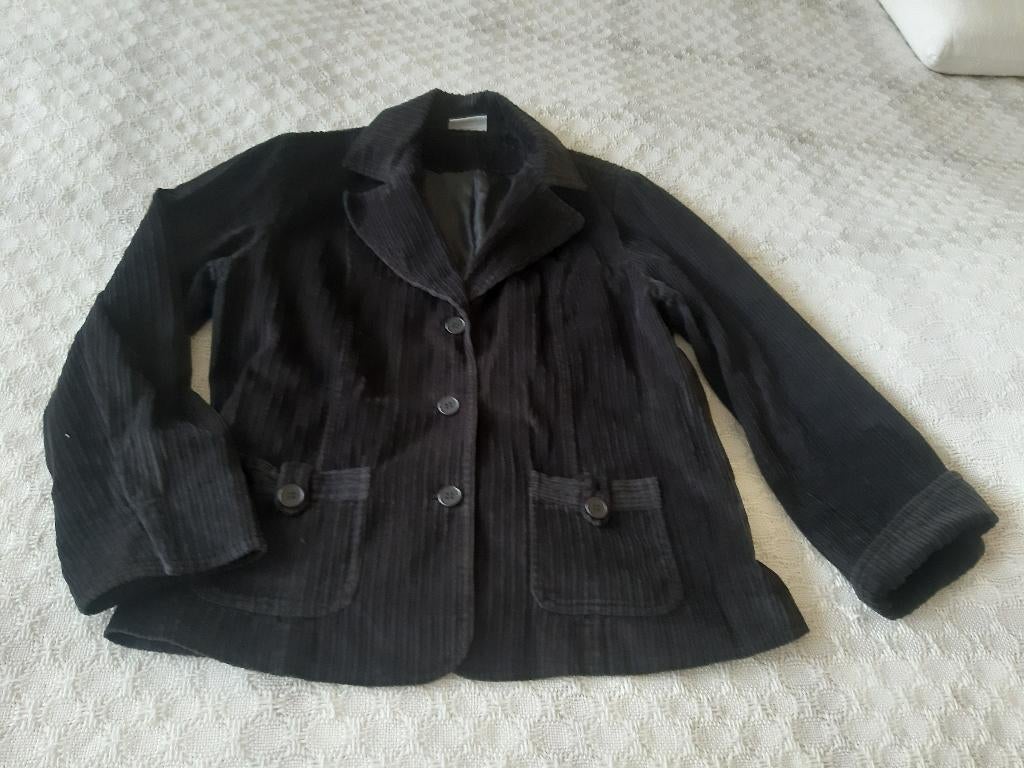 sportief zwart rib jasje Yessica maat 44, Ophalen, Maat 42/44 (L), Zo goed als nieuw, Jasje