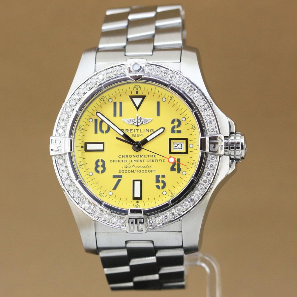 Breitling Avenger Seawolf A17330 Diamonds, Staal, Gebruikt, Staal, Breitling
