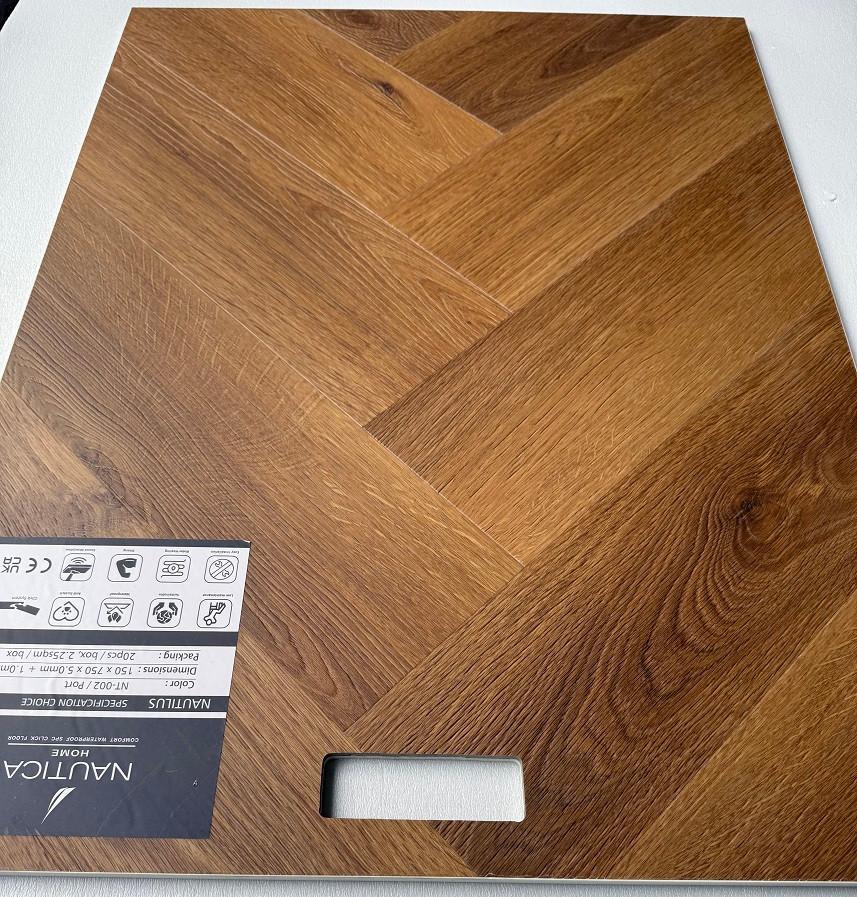 Visgraat Pvc click Donker Bruin met integreerde ondervloer, Bruin, 75 m² of meer, Nieuw, Ophalen of Verzenden