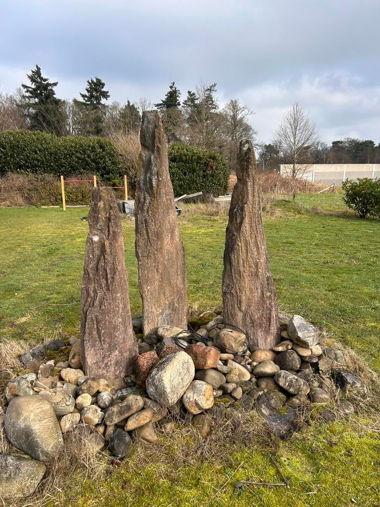Natuurstenen waterelement – 3 zuilen - complete set, Ophalen, Gebruikt, Hardsteen, Waterornament