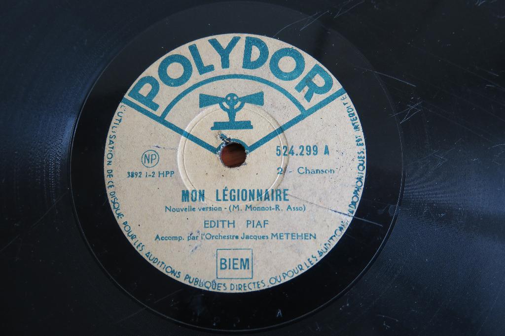 Edith Piaf Mon Légionnaire 78 toeren 78rpm chanson frankrijk, Cd's en Dvd's, Vinyl | Overige Vinyl, Ophalen of Verzenden, Gebruikt