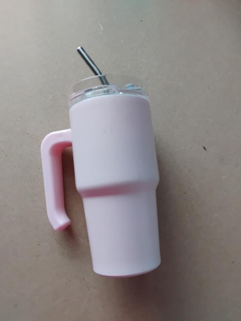 Roze isoleer drinkfles met rietje, Ophalen of Verzenden, Nieuw