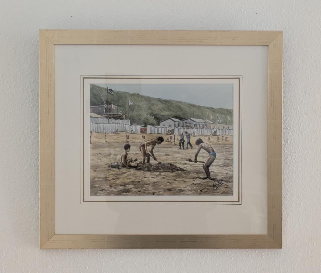 Aquarel Aad Mustert 50*45/29,5*23cm (schilderij, kunst), Antiek en Kunst, Kunst | Schilderijen | Klassiek, Ophalen of Verzenden