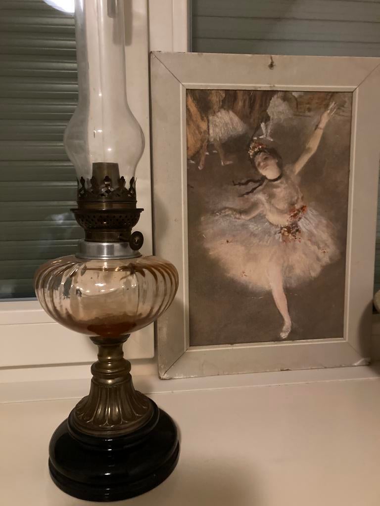 Olielamp puntgaaf 56 cm hoog., Ophalen of Verzenden