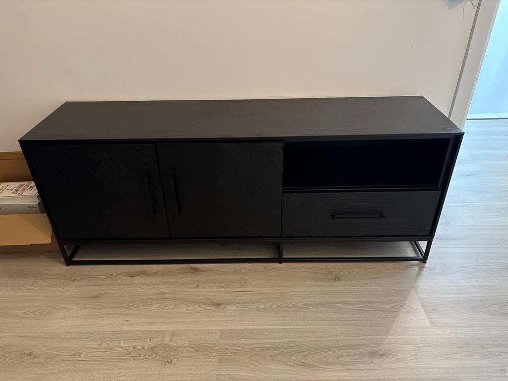 Pronto TV Meubel - Zwart Vissengraad Design, Huis en Inrichting, Ophalen, Gebruikt, 150 tot 200 cm, Minder dan 100 cm