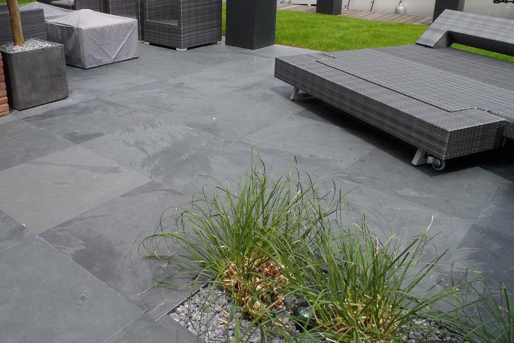 leisteen tuintegels Mustang Black Slate 80x80 cm, Ophalen, Nieuw, Natuursteen, Terrastegels
