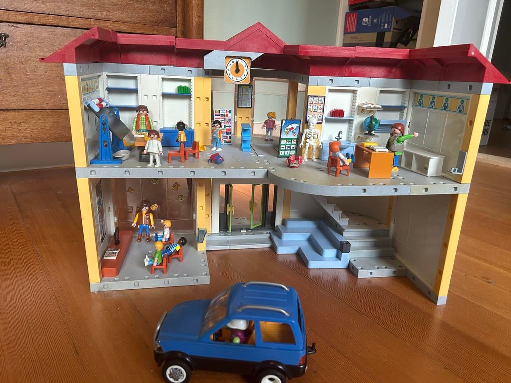 Playmobil 3 sets: hotel, school en safari set, Ophalen of Verzenden, Gebruikt