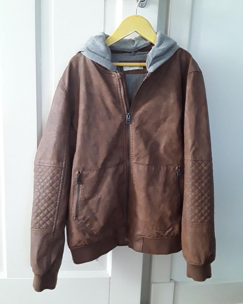 Imitatieleren jas - jack - Mango Kids - afneembare capuchon, Kinderen en Baby's, Ophalen of Verzenden, Jongen, Jas, Mango Kids