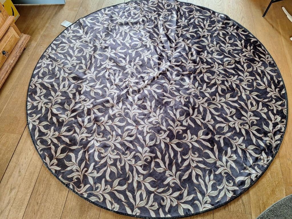 Luxe Essenza rond kleed / vloerkleed Juliette Almost black, Huis en Inrichting, Stoffering | Tapijten en Kleden, Beige, 150 tot 200 cm