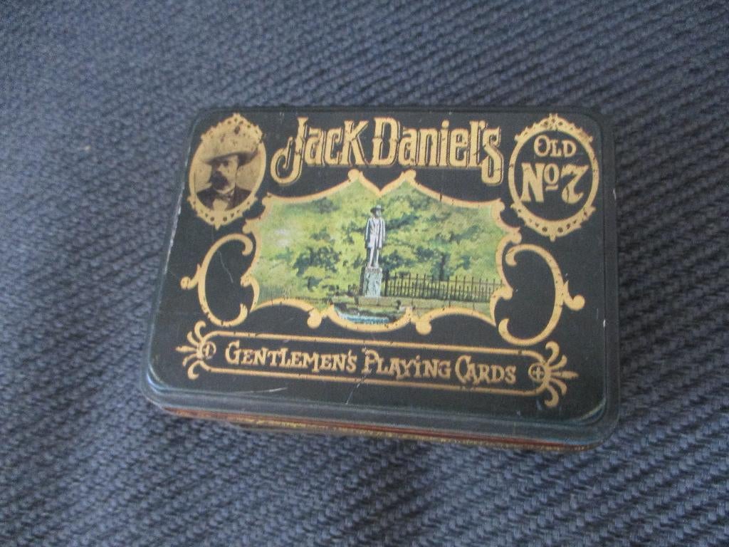 Blik Jack Daniels met kaarten, Ophalen of Verzenden, Gebruikt, Koek(jes), Overige merken