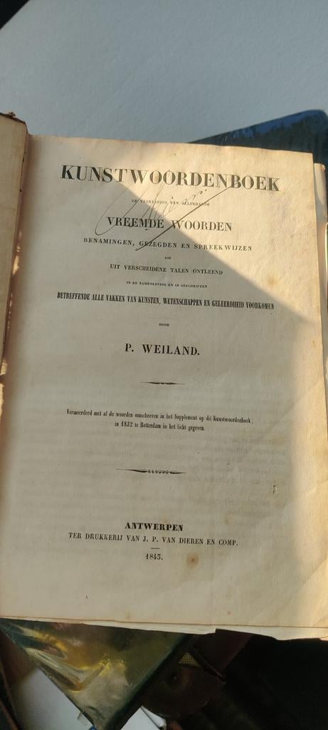 Kunstwoordenboek 1843 door P. Weiland, Antiek en Kunst, Ophalen of Verzenden, P. Weiland