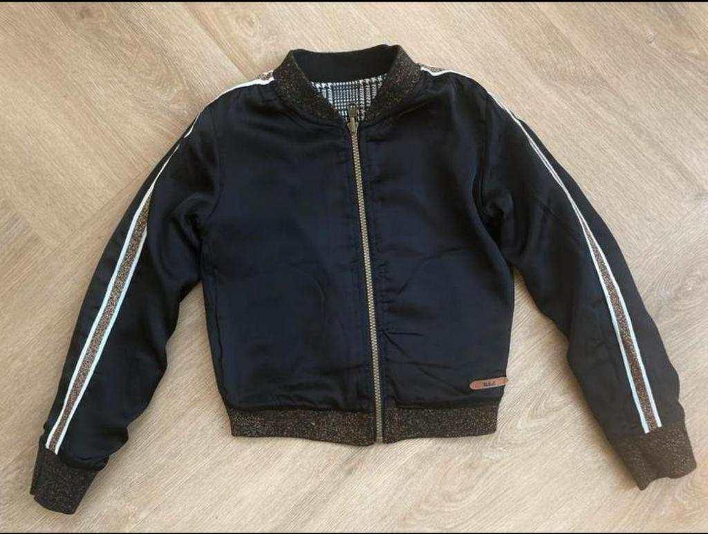Nobell Zwarte bomberjack maat 140, Verzenden, Zo goed als nieuw, Meisje, Jas