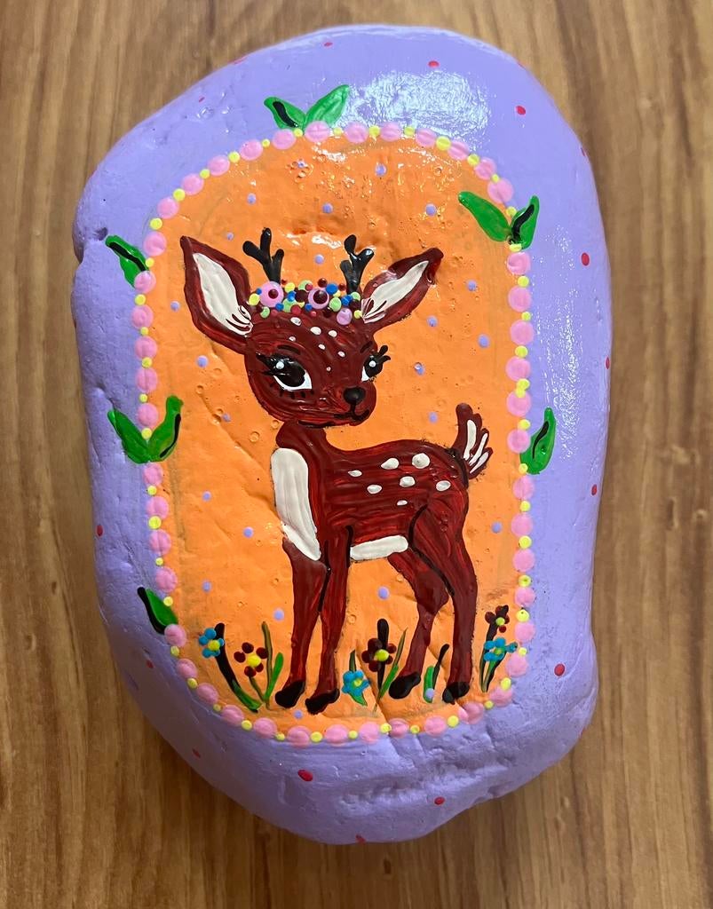 Beschilderde steen hertje, Ophalen of Verzenden, Zo goed als nieuw