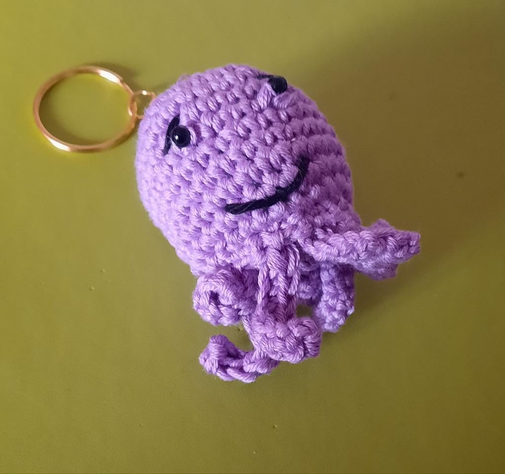 Gehaakte Lila Octopus Sleutelhanger, Ophalen of Verzenden, Nieuw