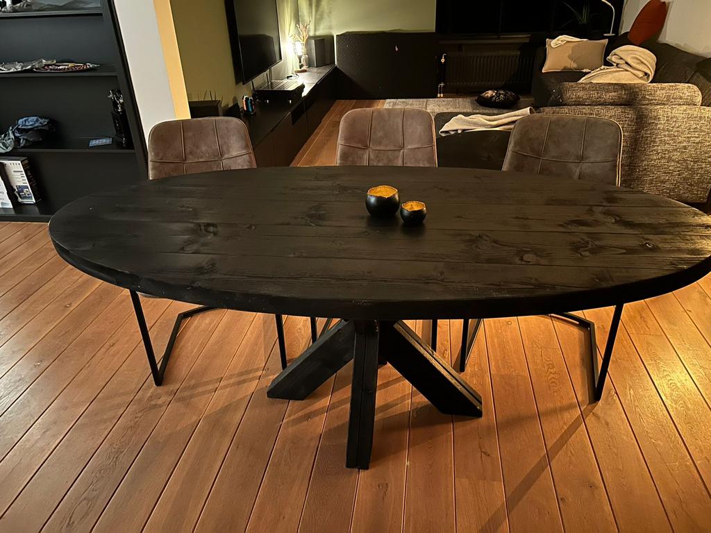 Mooie robuuste ovaal tafels zwart., Ovaal, Nieuw, 200 cm of meer, 50 tot 100 cm