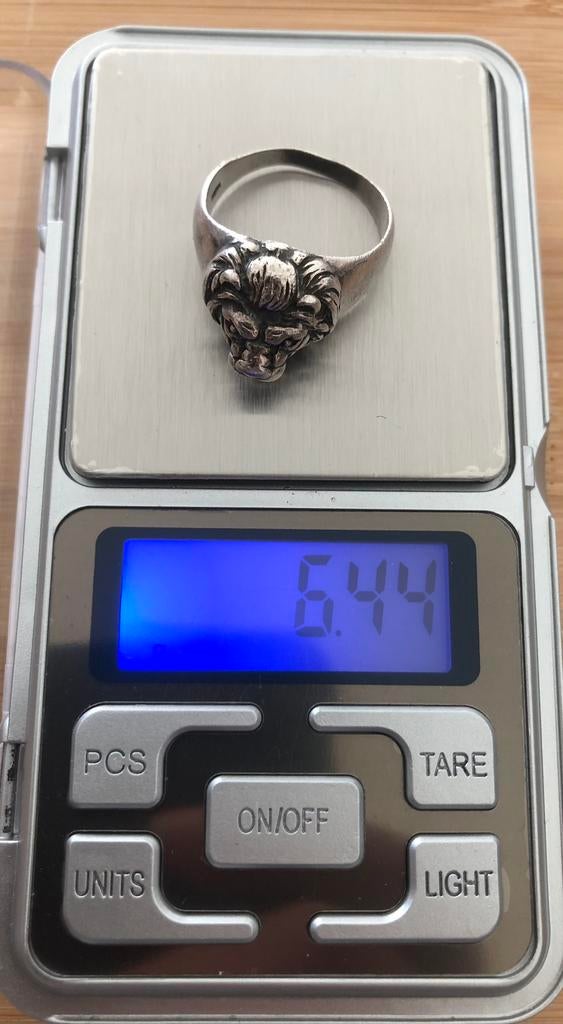 Heren ring Zilver 925 leeuw, Ophalen of Verzenden, Zo goed als nieuw, Zilver, Dame