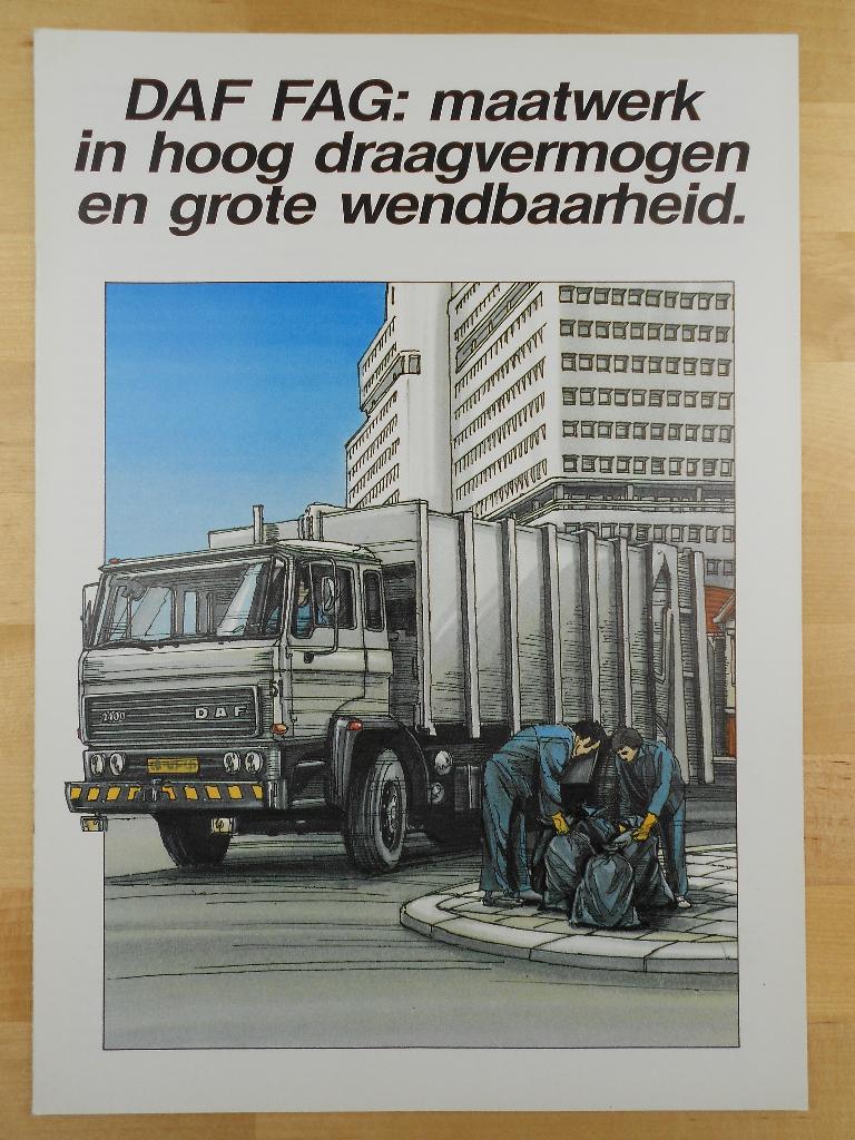 DAF FAG Brochure ca 1985 2100 2300 Vuilniswagen 1600, Ophalen of Verzenden, Zo goed als nieuw, Overige merken, DAF