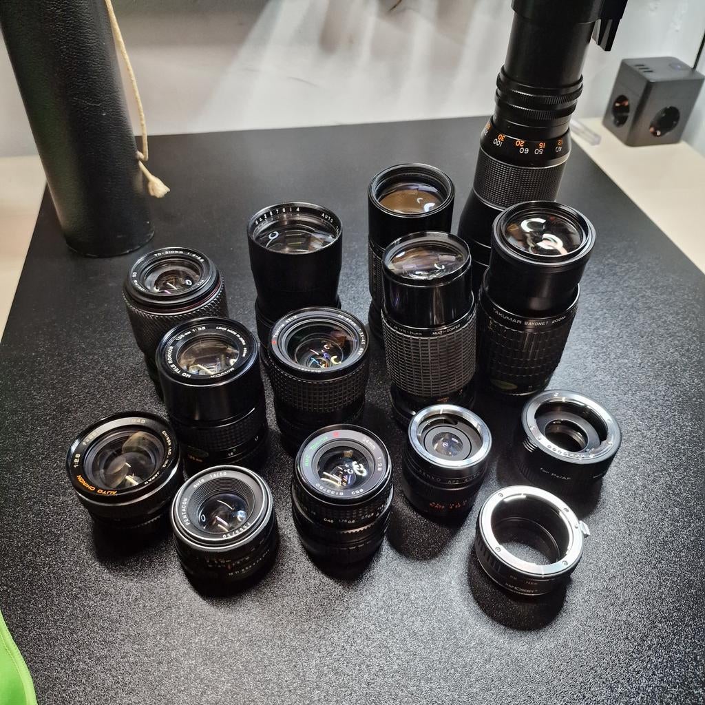 10+ Vintage Cameralenzen + Adapters - Hobby Stop, Ophalen of Verzenden, Gebruikt, Standaardlens, Zoom
