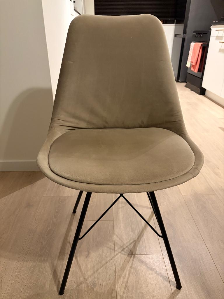 4 Velvet eetkamerstoelen Kick Collection - Champagne, Huis en Inrichting, Stoelen, Ophalen, Gebruikt, Overige kleuren, Vier