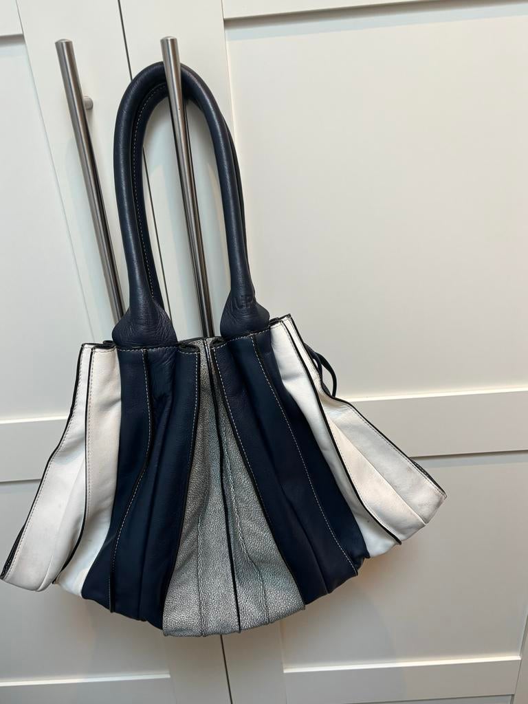 Lupo blauw witte handtas, Ophalen of Verzenden, Gebruikt, Blauw, Handtas