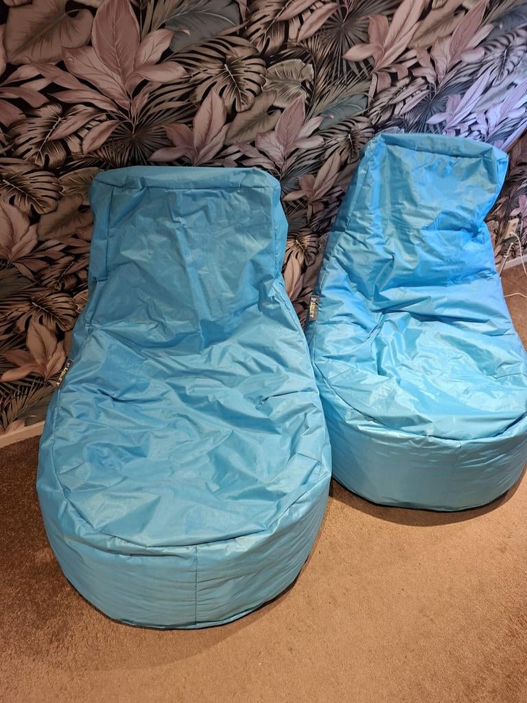 2 turquoise zitzakken van het merk Ploff., Huis en Inrichting, Zitzakken, Ophalen of Verzenden, Gebruikt, Blauw, Zitzak