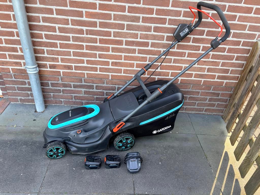 Gardena PowerMax 37/36V P4A  accu grasmaaier, Tuin en Terras, Ophalen, Cirkelmaaier, Accu-grasmaaier, Zo goed als nieuw