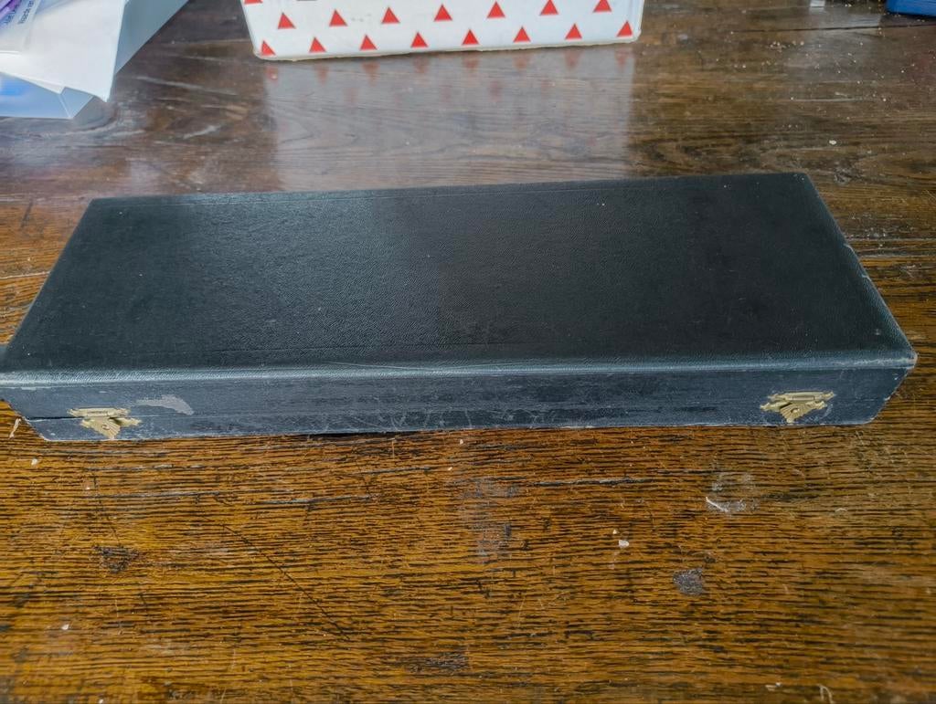 Antieke kristallen messenleggers set in originele doos, Ophalen of Verzenden