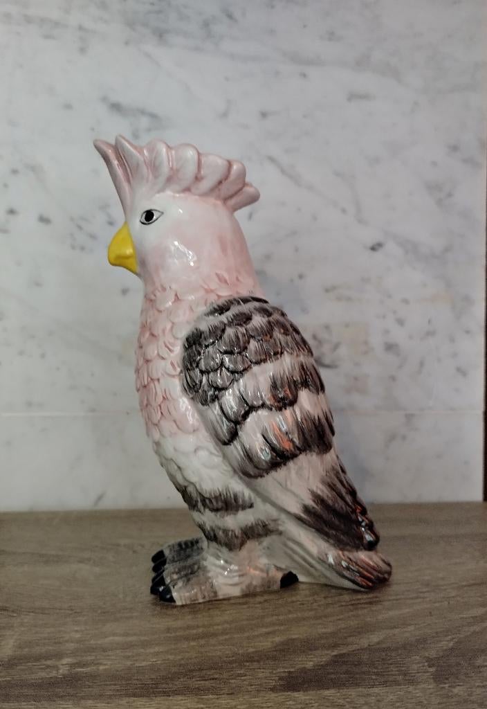 Aardewerk vaas papegaai - kaketoe, Huis en Inrichting, Woonaccessoires | Vazen, Nieuw, Overige kleuren, Minder dan 50 cm, Aardewerk of Porselein