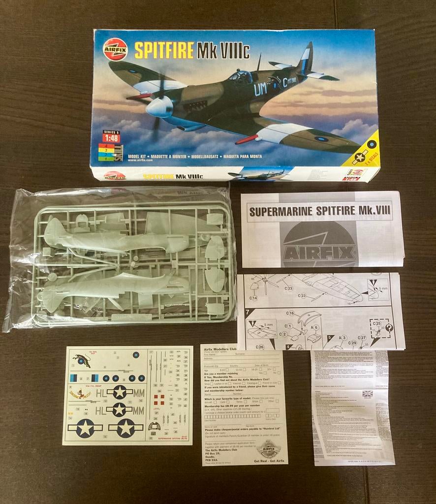 Airfix modelbouw Spitfire Mk VIIIc 1:48 nieuw, Ophalen of Verzenden, Nieuw, Groter dan 1:72, Overige merken