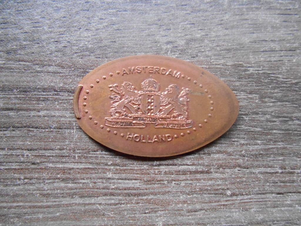 Pressed pennies Amsterdam Holland Pressed penny, Postzegels en Munten, Penningen en Medailles, Ophalen of Verzenden, Overige materialen
