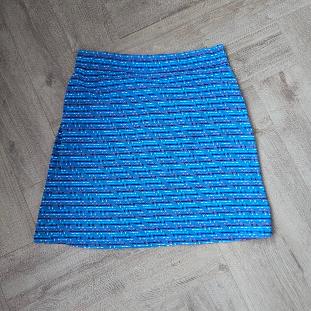 Dames  rok turquoise blauw met print who's that girl Zgan, Who's that girl, Blauw, Ophalen of Verzenden, Zo goed als nieuw