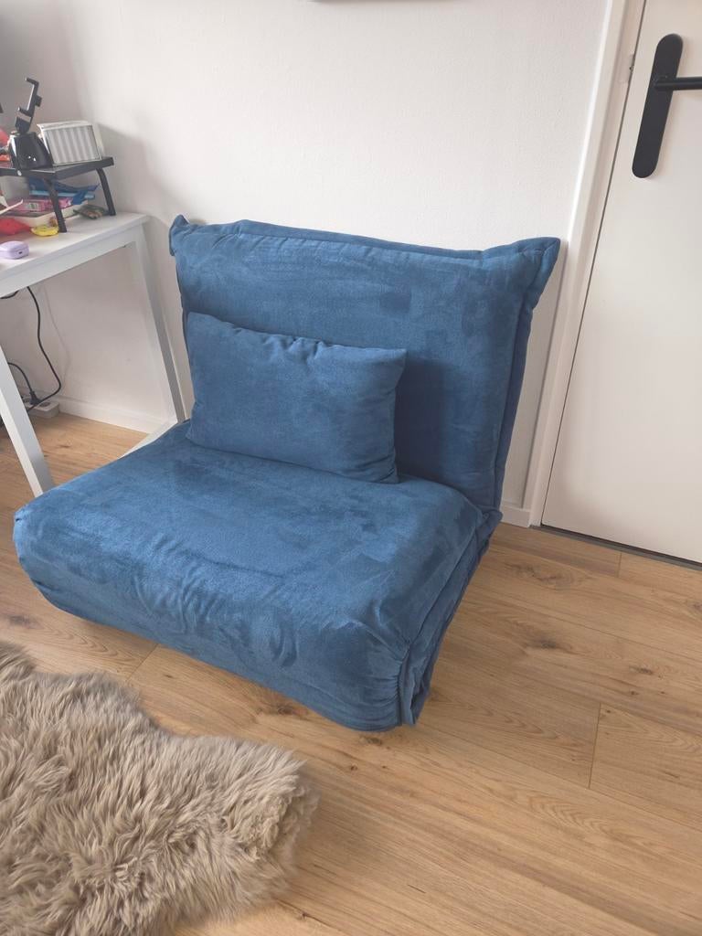Mørteens slaapfauteuil type Jake, Ophalen, 100 cm, Eenpersoons, Blauw