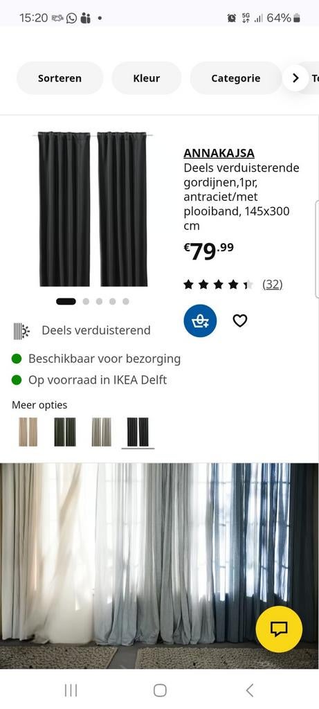 Grijsblauwe gordijnen 7 stuks, Huis en Inrichting, Stoffering | Gordijnen en Lamellen, 100 tot 150 cm, 200 cm of meer, Ophalen of Verzenden