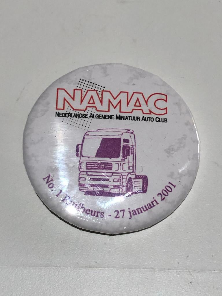 NAMAC button met vrachtwagen, 27 januari 2001, Ophalen of Verzenden, Gebruikt, Transport, Button