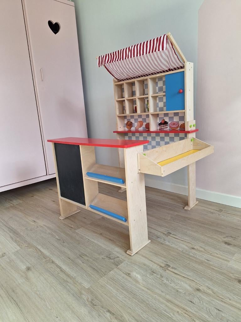 Playtive Houten Winkel Marktkraam met Accessoires, Ophalen, Zo goed als nieuw, Meubelstuk of Keukentje