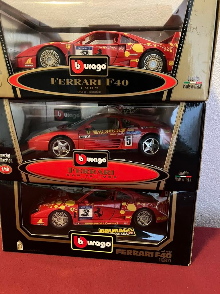Ferrari bburago zeer zeldzame versies f40 kroymans 348, Hobby en Vrije tijd, Modelauto's | 1:18, Ophalen of Verzenden, Zo goed als nieuw