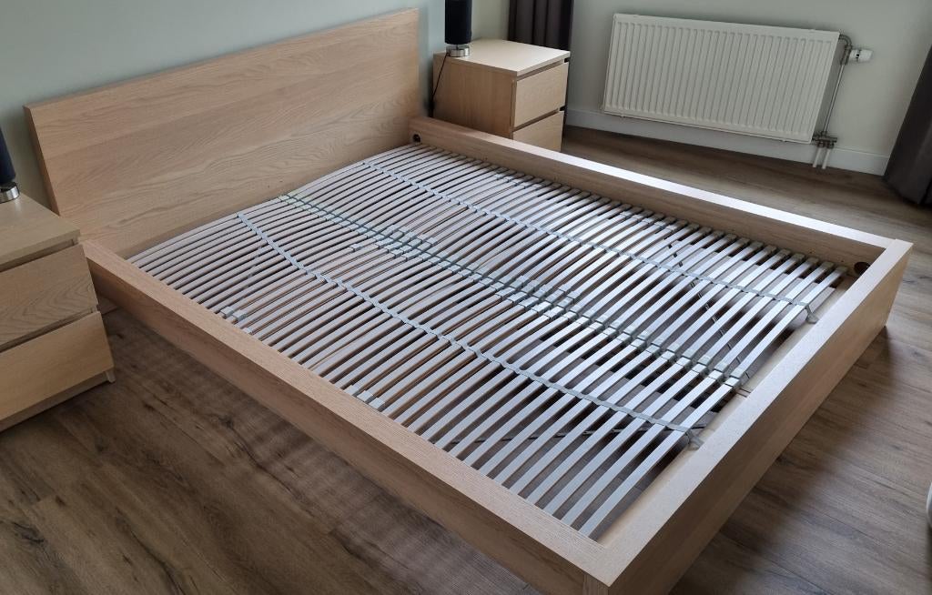 Ikea Malm bed 2 persoons, Huis en Inrichting, Slaapkamer | Bedden, Ophalen, Bruin, Tweepersoons, Zo goed als nieuw