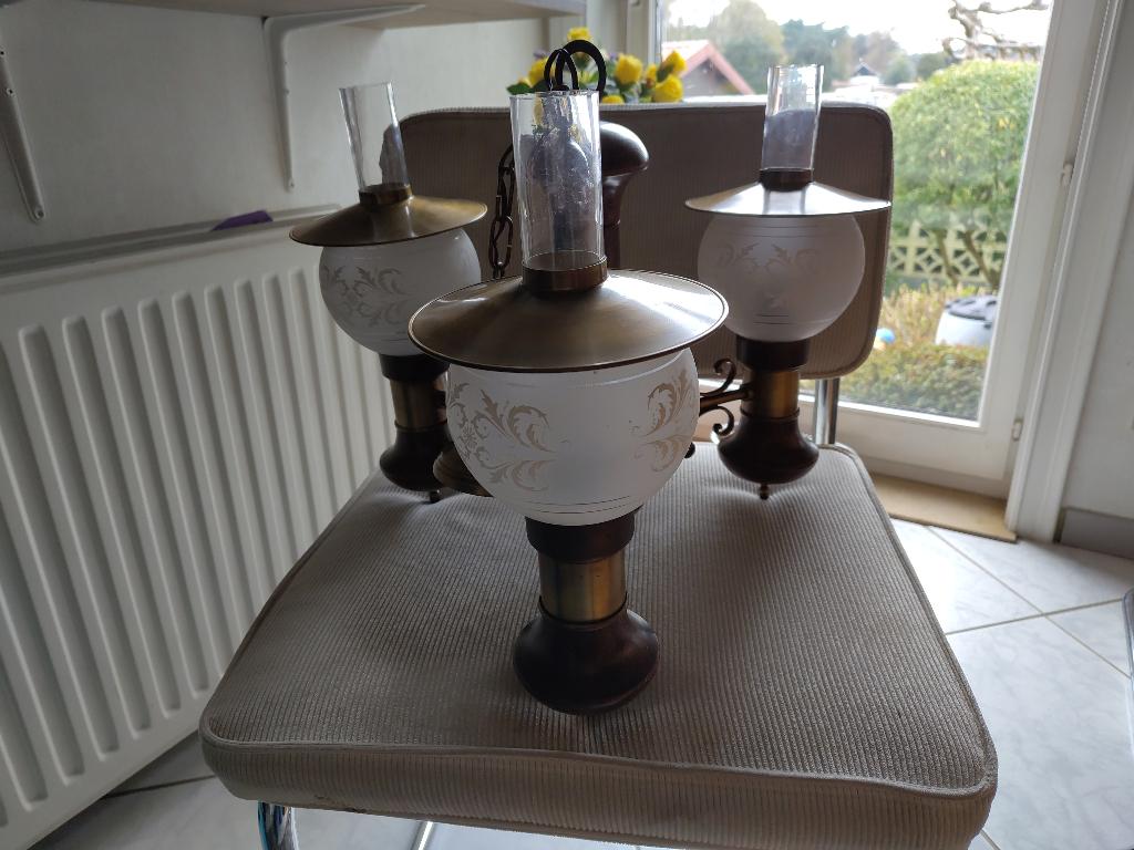 HANGLAMP VINTAGE, Ophalen, Hout, Minder dan 50 cm