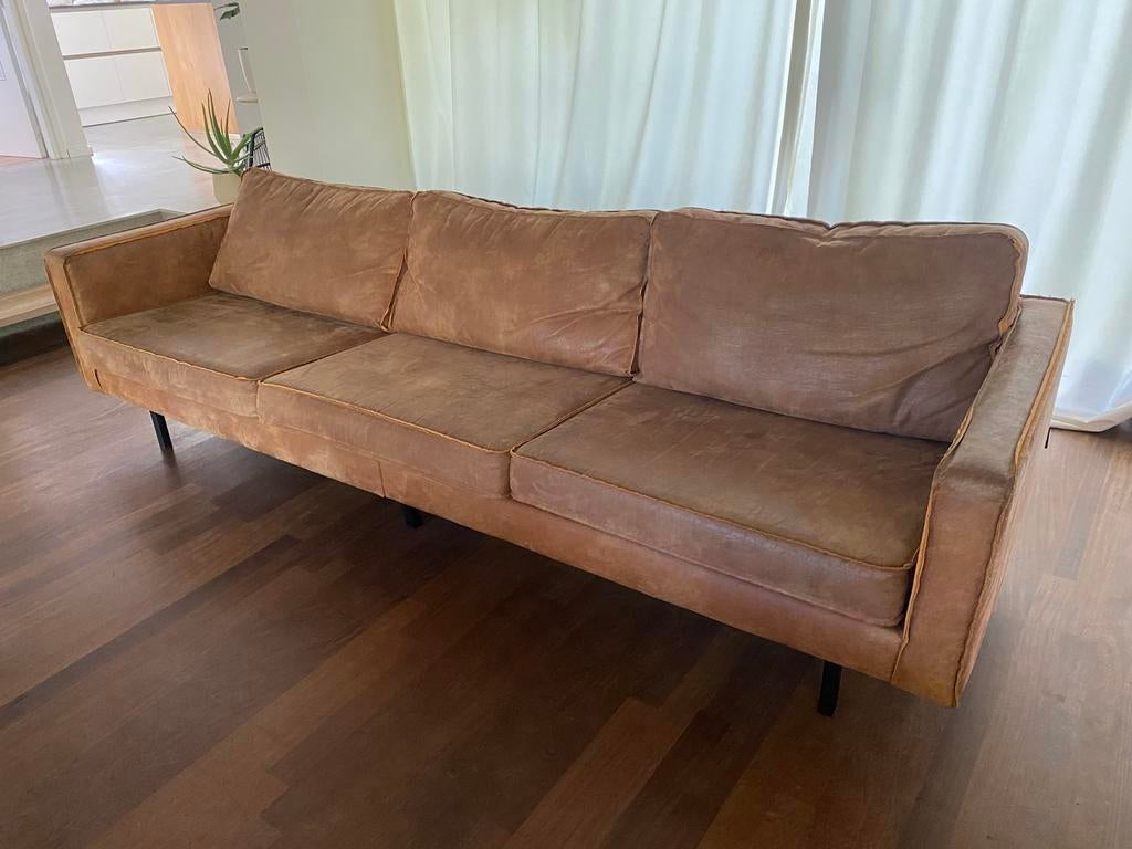 Be Pure Home bank Rodeo cognac 4-zits, Ophalen, 250 tot 300 cm, Gebruikt, Rechte bank