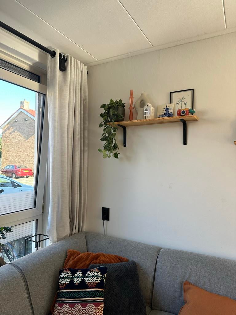 Gordijnen met stang voor- en achter, Huis en Inrichting, Ophalen, 200 cm of meer, 150 tot 200 cm, Zo goed als nieuw