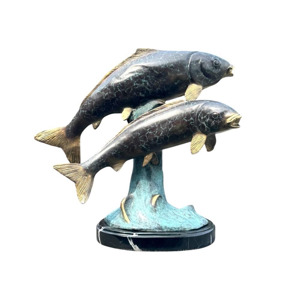 Koi karpers beeld – exclusief bronzen sculptuur, Ophalen of Verzenden, Brons, Beeld