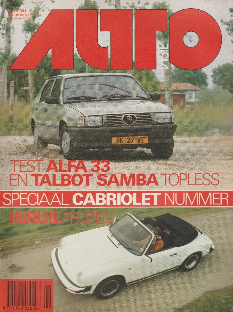 Porsche 911 SC cabrio in Autovisie 1983, Gelezen, Ophalen of Verzenden, Autovisie, Porsche