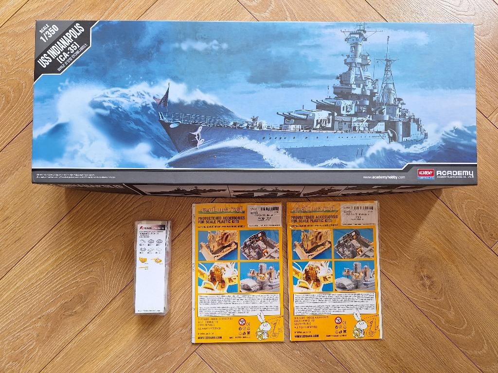1:350 1/350 Academy USS Indianapolis + Eduard + Flyhawk, Hobby en Vrije tijd, Modelbouw | Boten en Schepen, Ophalen of Verzenden