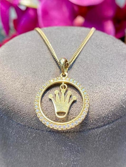 14k Massieve Ketting & Rolexhanger, Ophalen of Verzenden, Zo goed als nieuw, Goud