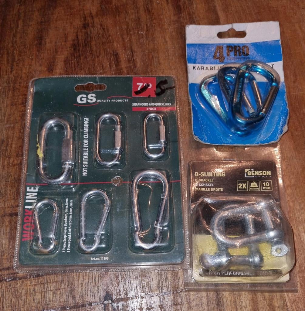 Karabijnhaken en sluitingen setjes., Ophalen of Verzenden, Nieuw