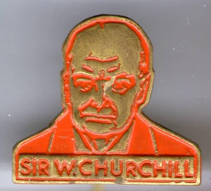 Sir W. Churchill oranje op koper speldje ( R_084 ), Verzamelen, Speldjes, Pins en Buttons, Verzenden, Zo goed als nieuw, Transport