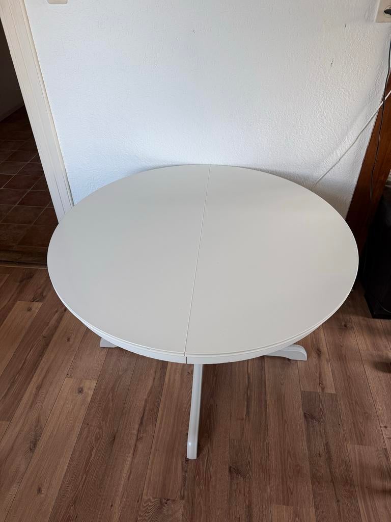 Ronde uitschuifbare tafel - 110cm tot 155cm ovaal, Ophalen, Gebruikt, 100 tot 150 cm, Rond