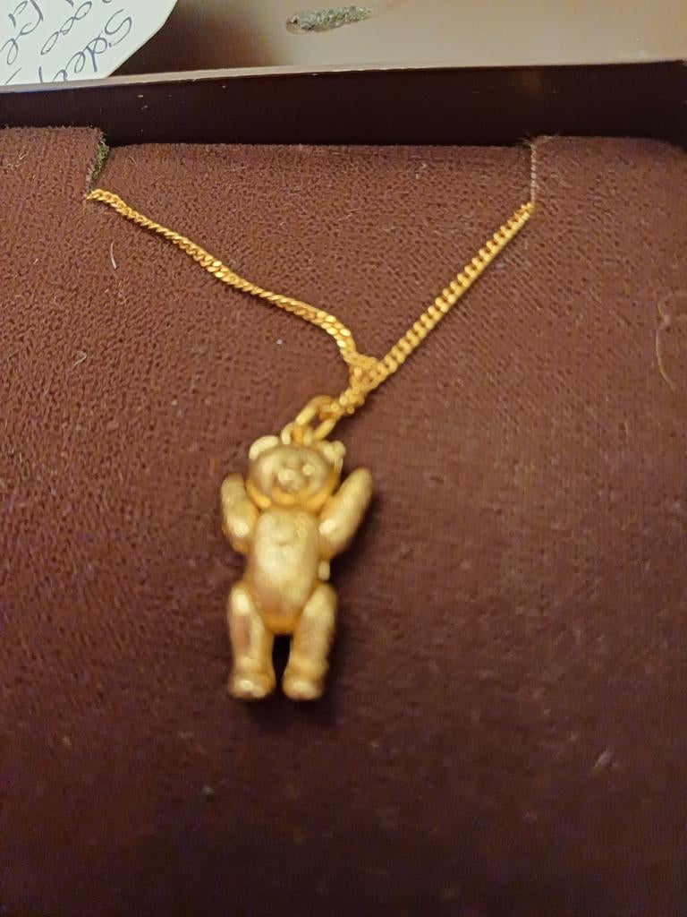 Goudverguld STEIFF Beertje Hanger Collectors item, Nieuw, Ophalen of Verzenden, Goud, Goud